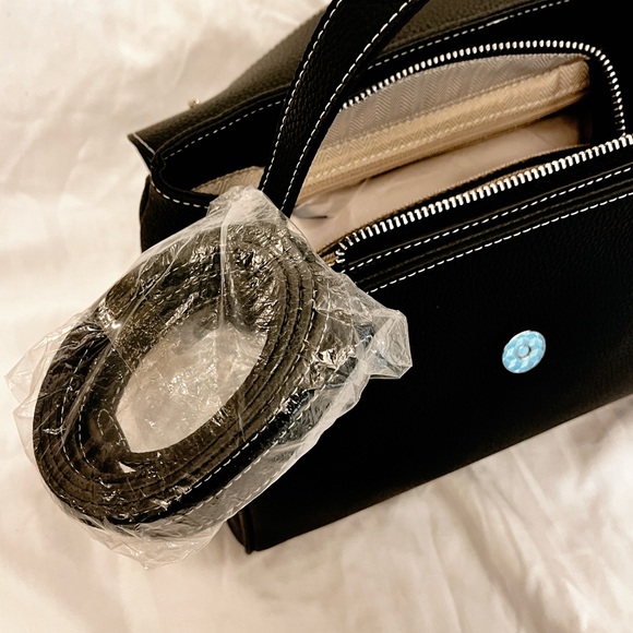 Black Leather Top Handle Crossbody Bag - Picture 7 of 10